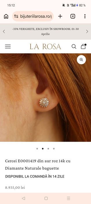 Cercei diamante 14k