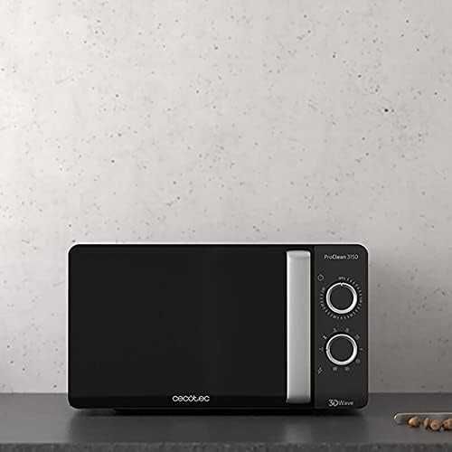 Микровълнова фурна Cecotec Pro Clean 3150, кварцов грил, 800W, 20л, полирано сребърно огледало отпред, лек транспортен ДЕФЕКТ