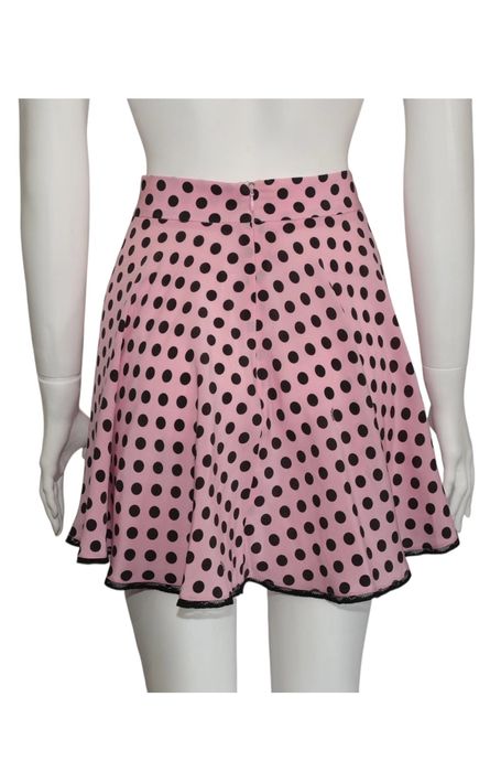 Fustă mini roz din mătase cu buline