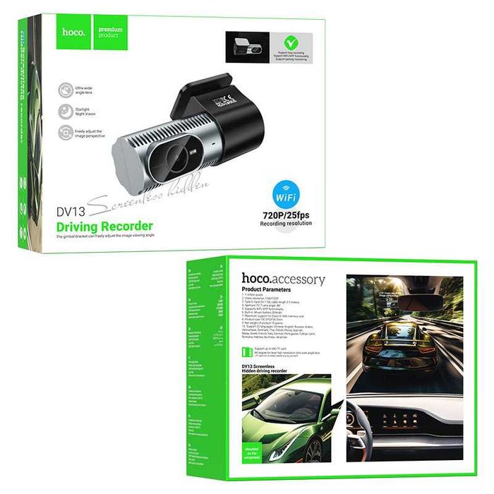 Видеорегистратор Hoco DV13 Dash Camera Screenless hidden, 720p