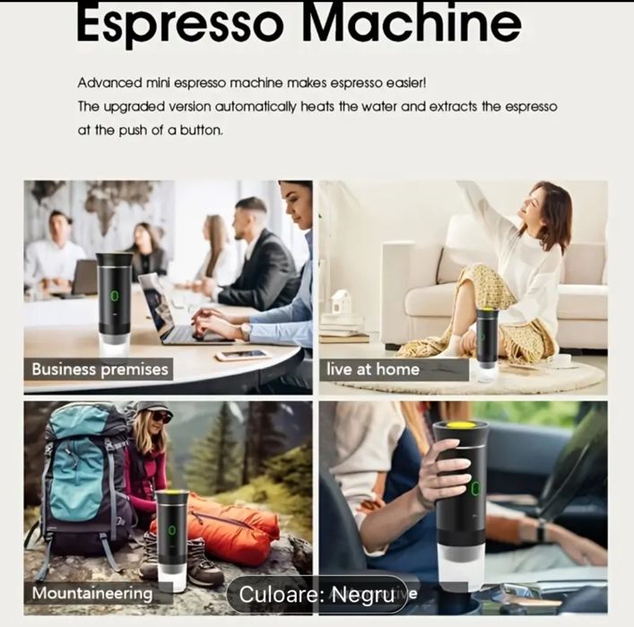 Espresor portabil mini Espressor Nespresso baterie +usb cu capsule