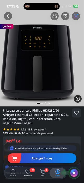 Vand Airfryer Essential Collection, capacitate 6.2 L