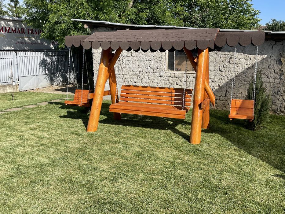 Leagan din lemn rotund / balansoar cu leagane copil