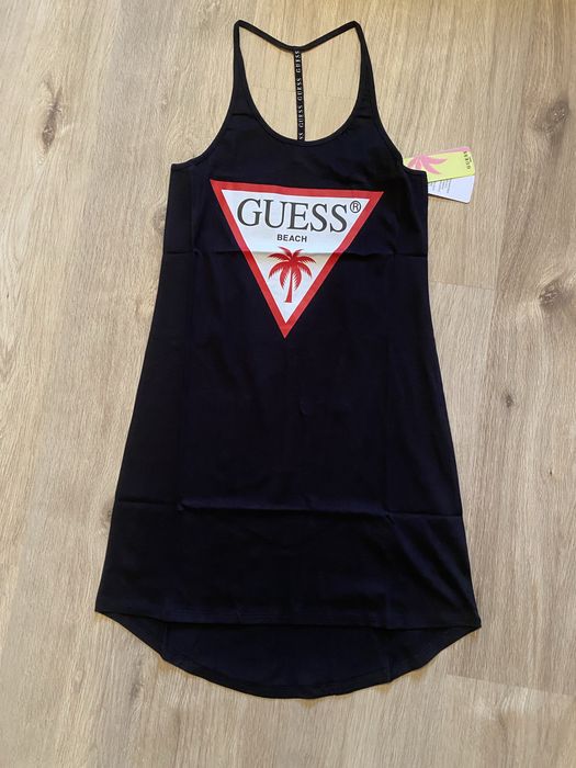 Дамска плажна рокля Guess, размер S, бяла и черна
