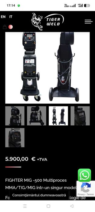 Aparat sudura fir continuu Profesional Fighter Mig 500