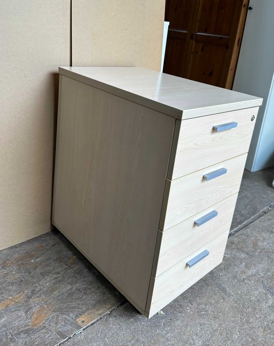 Stoc 100 buc Rollbox cu 4 Sertare finisaj lemn deschis; Casetiera 72x43x60 cm; Dulap de birou