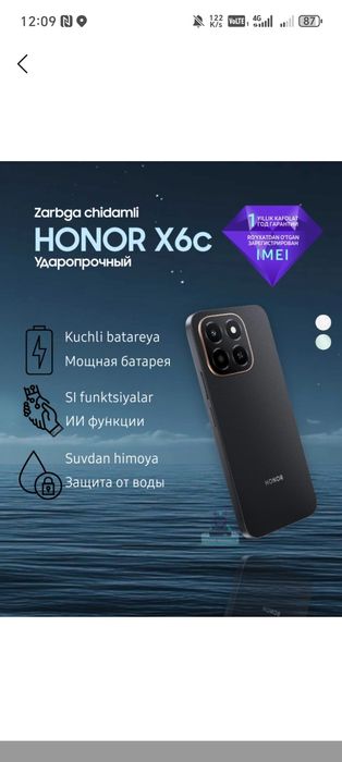 Honor x6c Garantiyasi bilan