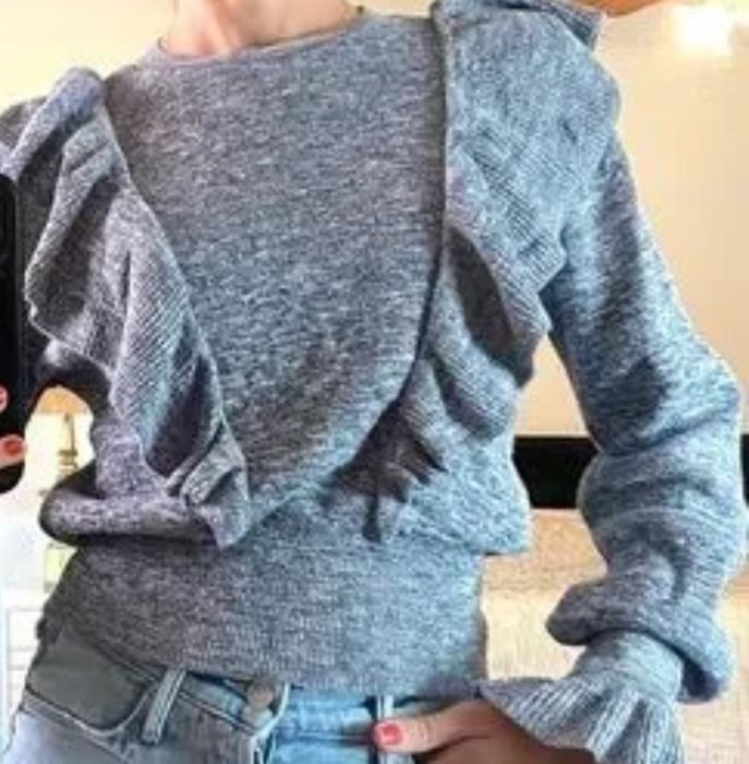 Bluza h&m bumbac bleu-gri 85% xs merge la S/M