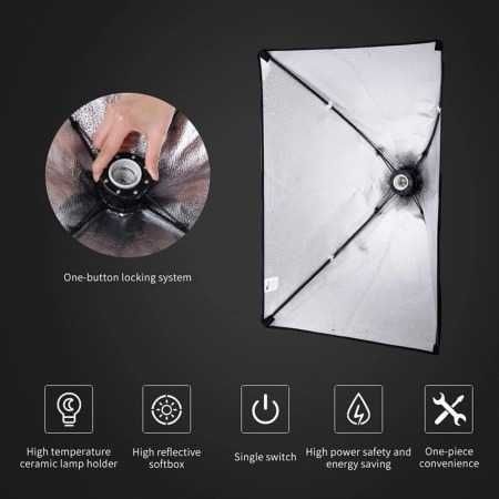 Kit 3 softbox (macara + geanta) 3x bec 150W