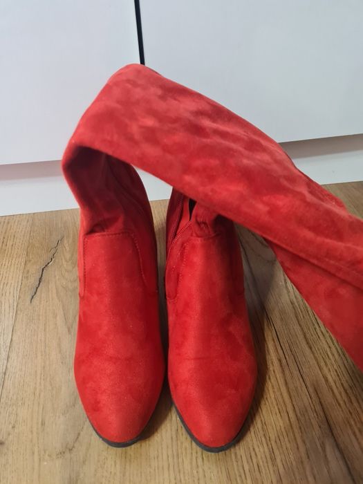 Червени дамски ботуши велур Мегияс 38