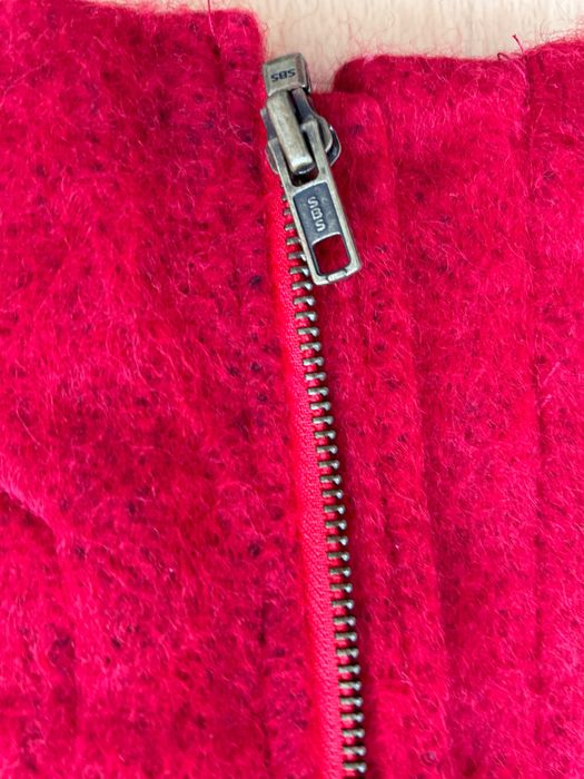 Ново разкошно червено вълнено палте с качулка Tuc Tuc