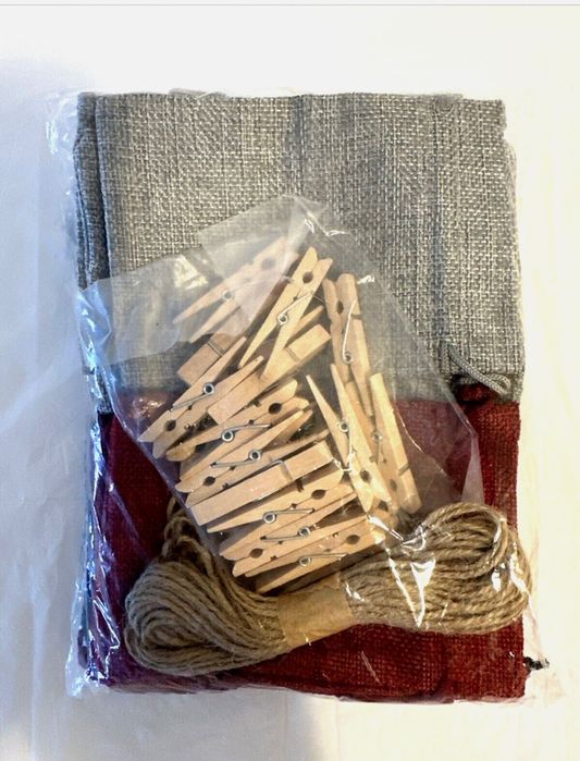 Christmas Advent Calendar Craft Kit 24 Burlap Drawstring Bags