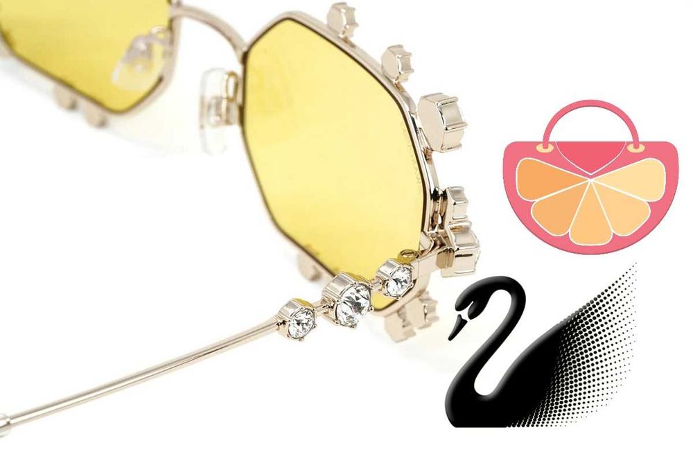 SWAROVSKI – Дамски слънчеви очила "GOLD & YELLOW BIG CRYSTALS" нови