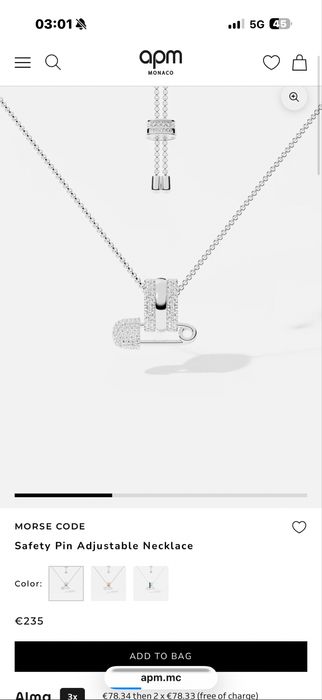 Colier apm MONACO ajustabil cu pandantiv tip „Safety Pin”