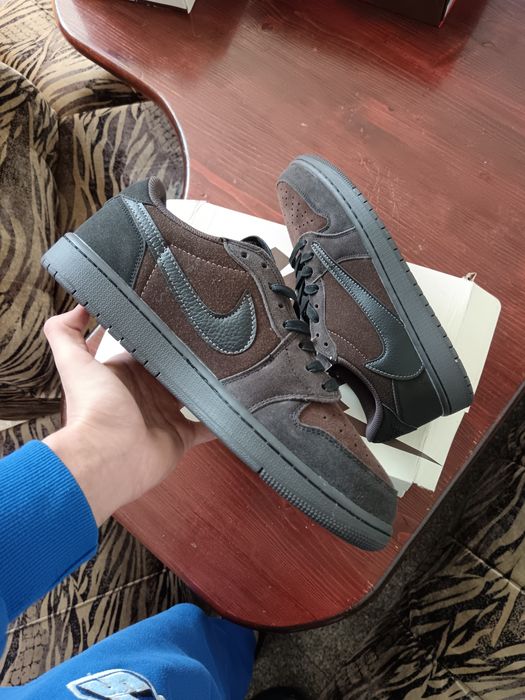 Мъжки маратонки/спортни обувки Nike Air Jordan 1 Retro OG S, Travis Scott цвят Velvet Brown обувки Найк Аир Джордан 1 ниски Травис Скот кафяво