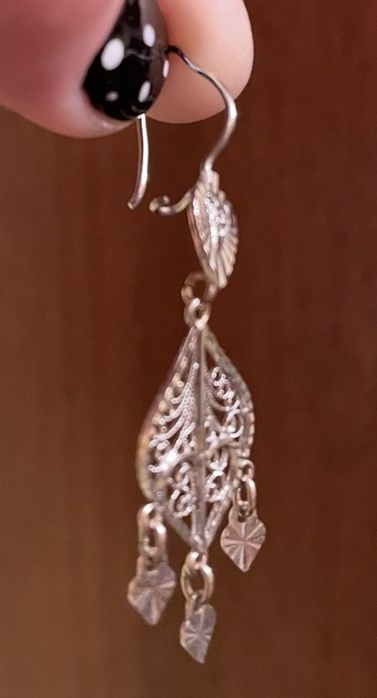 Cercei candelabru aur alb 14k filigran