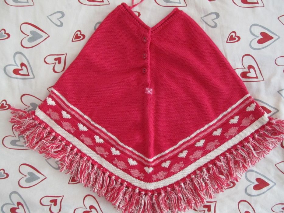 Ново детско пончо, наметало, розово за момиче 1-2 год., елегантно