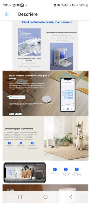 Aspirator Robot EZVIZ RS2 cu Mop detasabil, statie de andocare inclusa, 4000 PA, 5200 mAh Li-ion, Alb