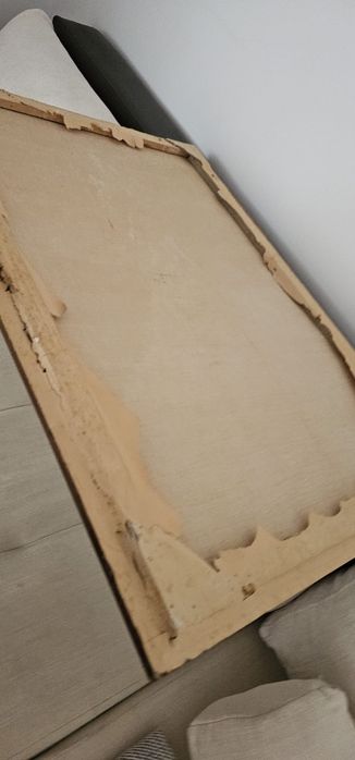 Tablou peisaj de iarnă – pictură semnată, cadru vintage