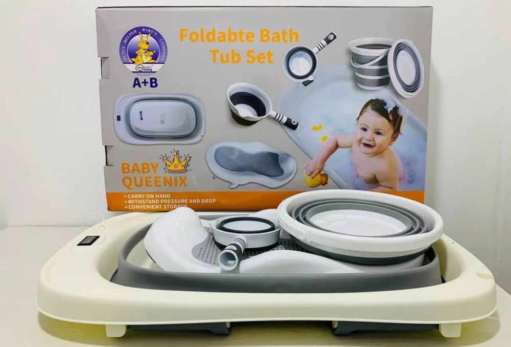 Новая складная ванночка BabyJem + горка для купания