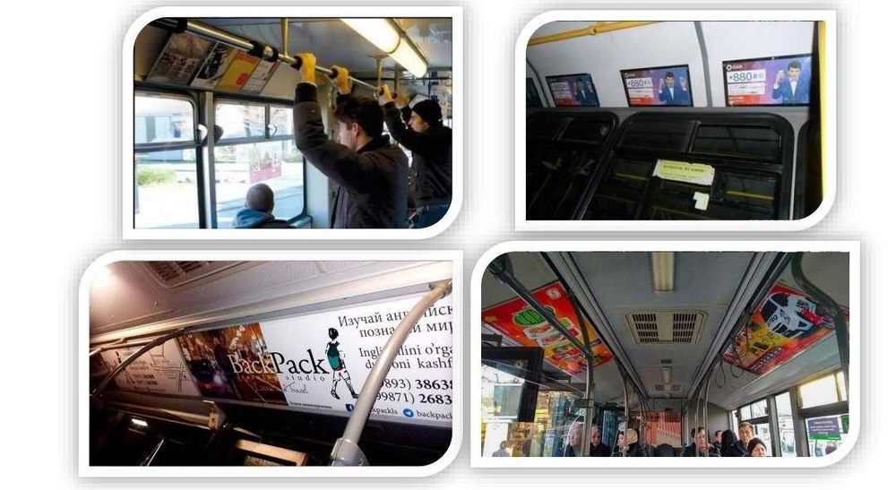 Avtobuslarda reklama.Реклама на Автобусах