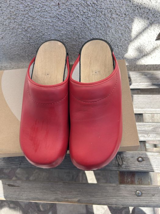 Мъжко сабо естествено кожа и дърво