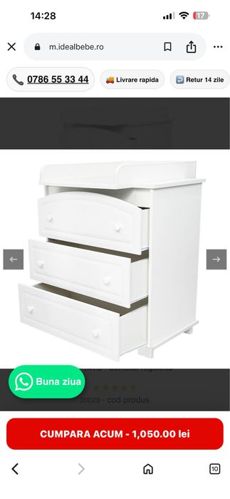 Comoda bebelusi din lemn