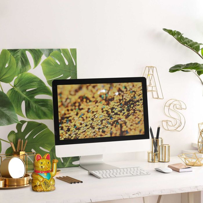 Maneki neko pisica norocoasa aurie cu brat mobil 16 cm decor feng shui