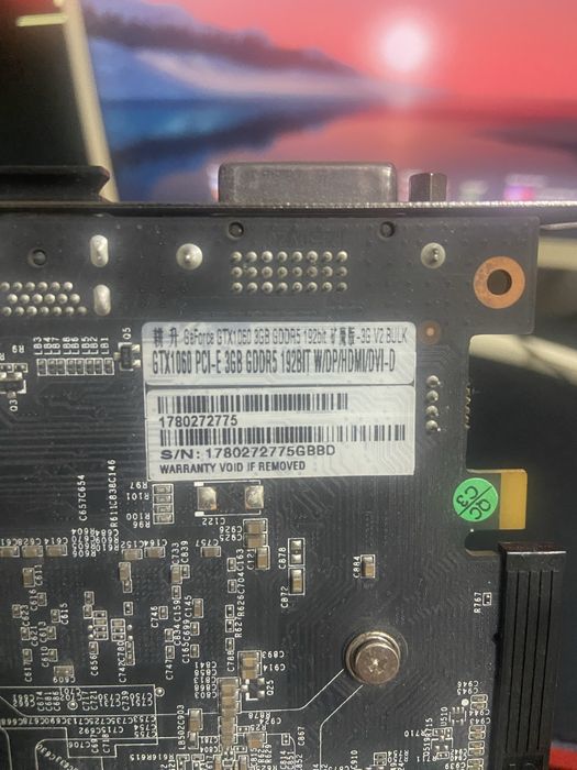 Видеокарта Geforce GTX 1060 3GB GDDR5 192bit
