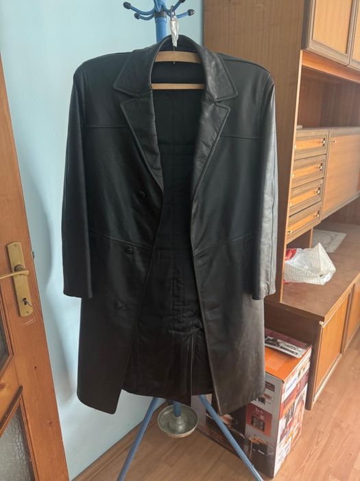 Trench barbatesc piele naturala
