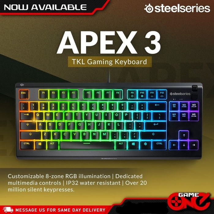 Steelseries Apex 3 TKL СКИДКА/ресурс 20млн нажат/Мембраная Клавиатура