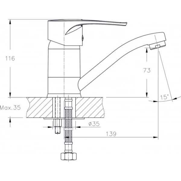 Месингов смесител "RUNDE" ICF 7531320C