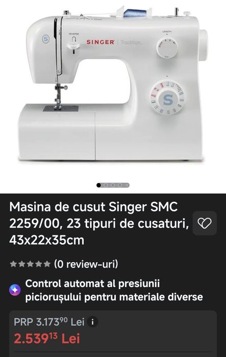 SINGER masină de cusut cu operații cu piese de metal jos la suveică face butonieră și zig.zag surfilează