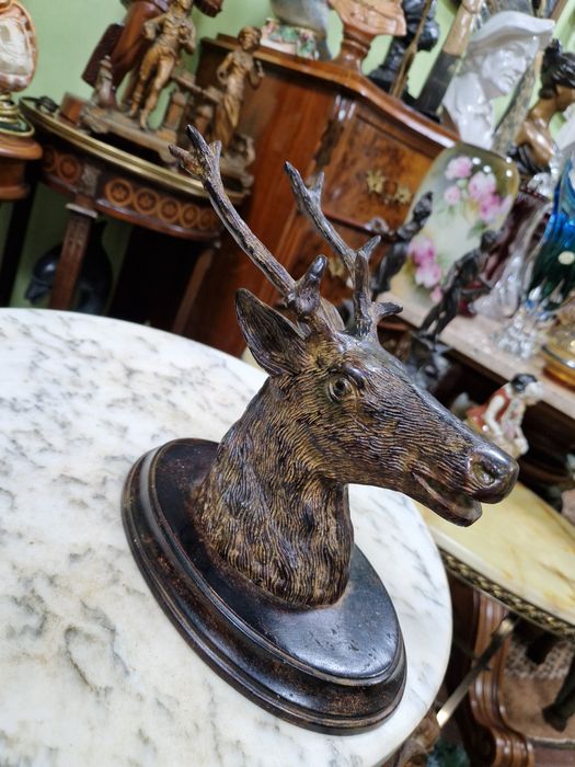 Уникална антикварна френска метална фигура статуетка за стена