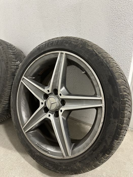 Roti/jante Mercedes OEM R18 W205 C E CLA cu anvelope Michelin m+s iarna/vara