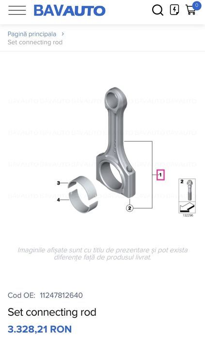 Bielă cu Piston Originală BMW / MINI (Motoare N47N / B47) cap piston f10 etc