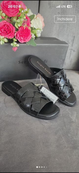 Șlapi piele naturala Sergio Bardi, 37