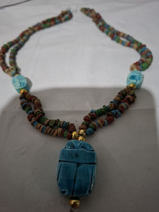 Colier Egipt scarabeu 32 cm lungime la dublu