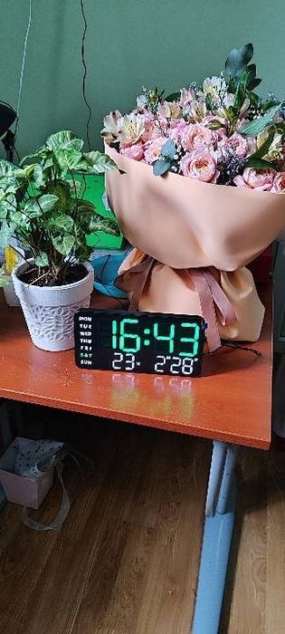 Светодиодные цифровые Часы №:6659 яркосты/цвет/ температура/дата