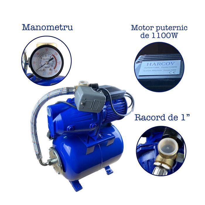 Hidrofor JET100L 24L, 1100W, 60l/min, H Ref. 50m, Abs. 9m, cap Fonta