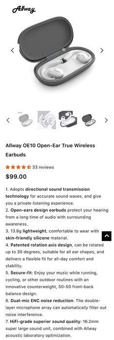 Casti Open-Ear Allway OE10 albe, noi