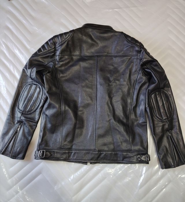 Куртка кожаная из натуральной воловьей кожи, цвет черный, винтажного к