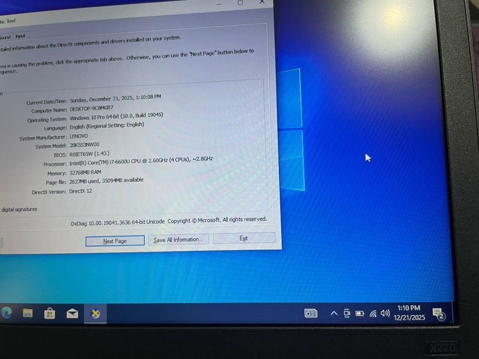 Lenovo thinkpad x270 i7