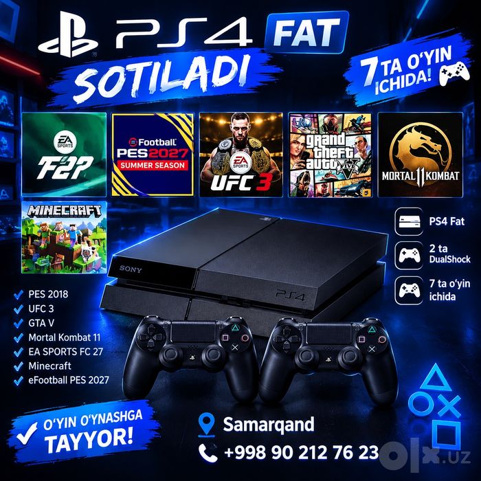 PlayStation 4 Orginal 500GB ichida 7ta uyini bor + DASTAVKA BEPUL