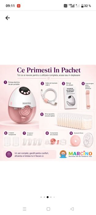 Set pompa san marcino@ lactea pro+40+50 pungi  lapte