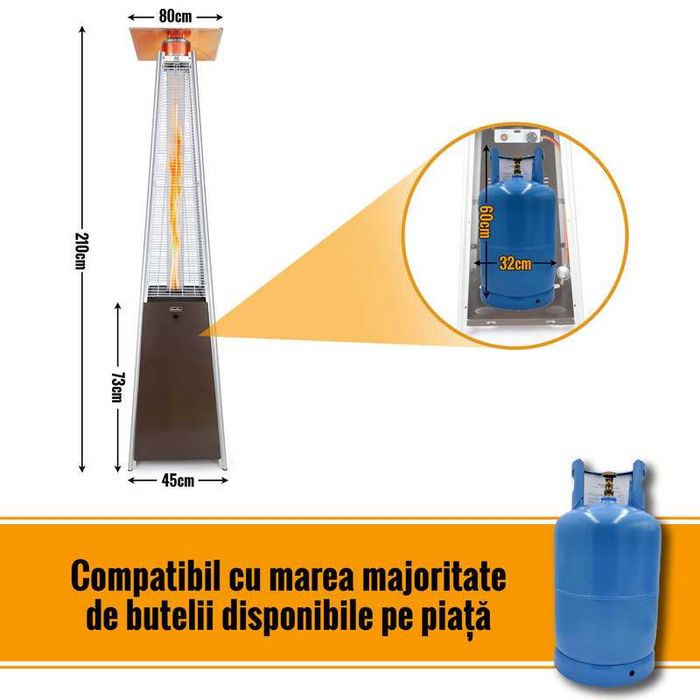 Incalzitor Terasa pe Gaz Doctor Home, 13000W, Otel Inoxidabil