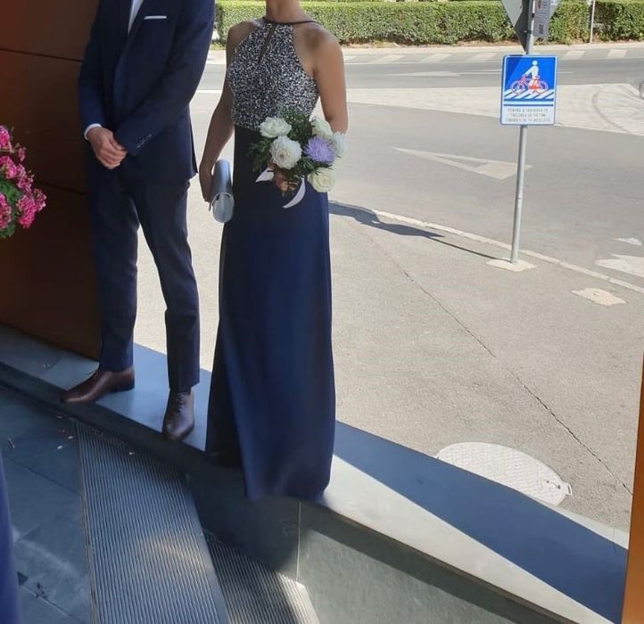 Rochie lunga bleumarin