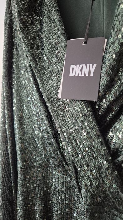 Rochie DKNY verde smarald cu paiete – mărime 36