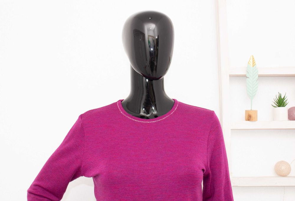 Sofa дамска мерино блуза лилава/сребро термо бельо мериносна вълна L