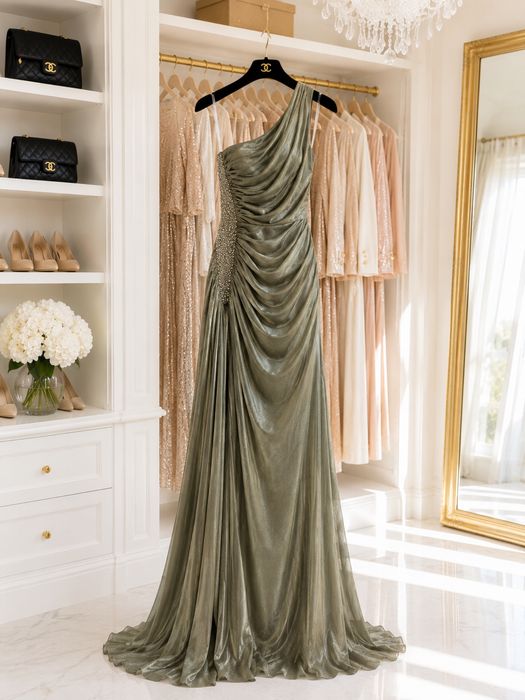 Rochie couture asimetrica din matase